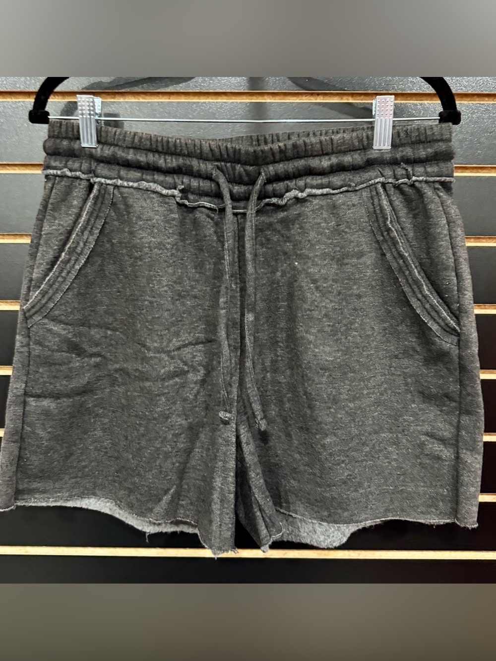 Zenana Outfitters Charcoal Gray Drawstring Lounge Shorts